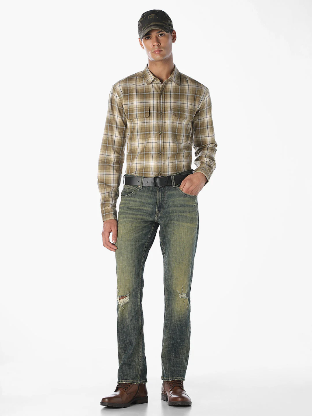 Patch Pockets Cotton Check Shirt - Image 6