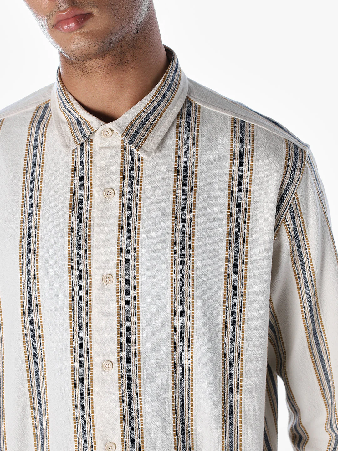 Cotton Striped Full Sleeves Shirt - Image 5
