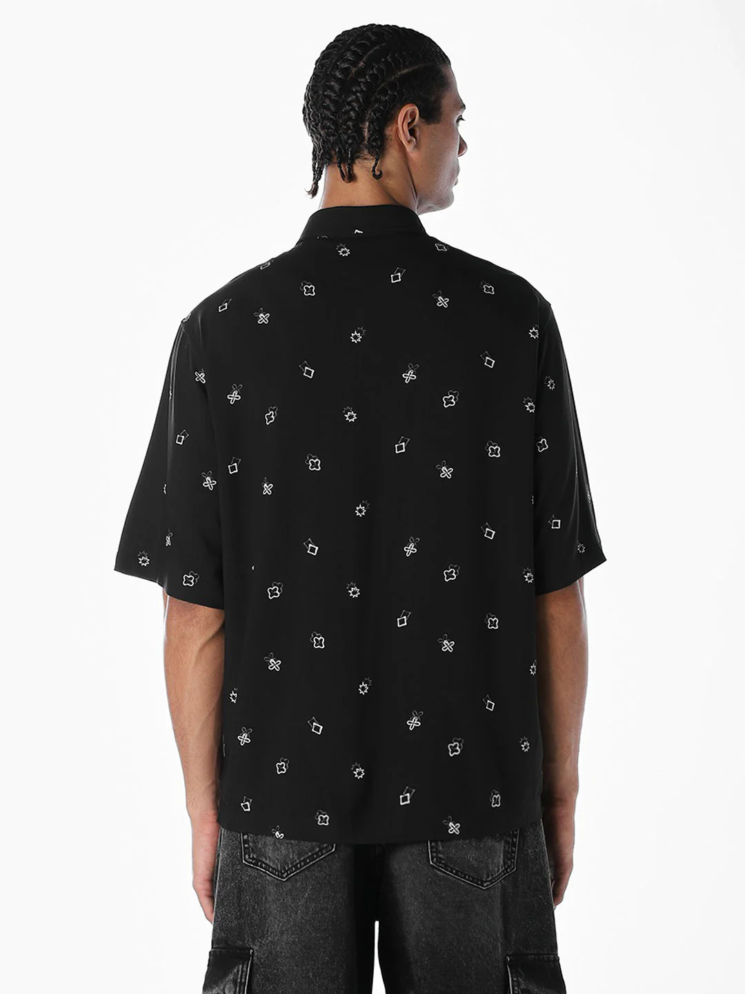 Black Printed Oversized Shirt - Image 4