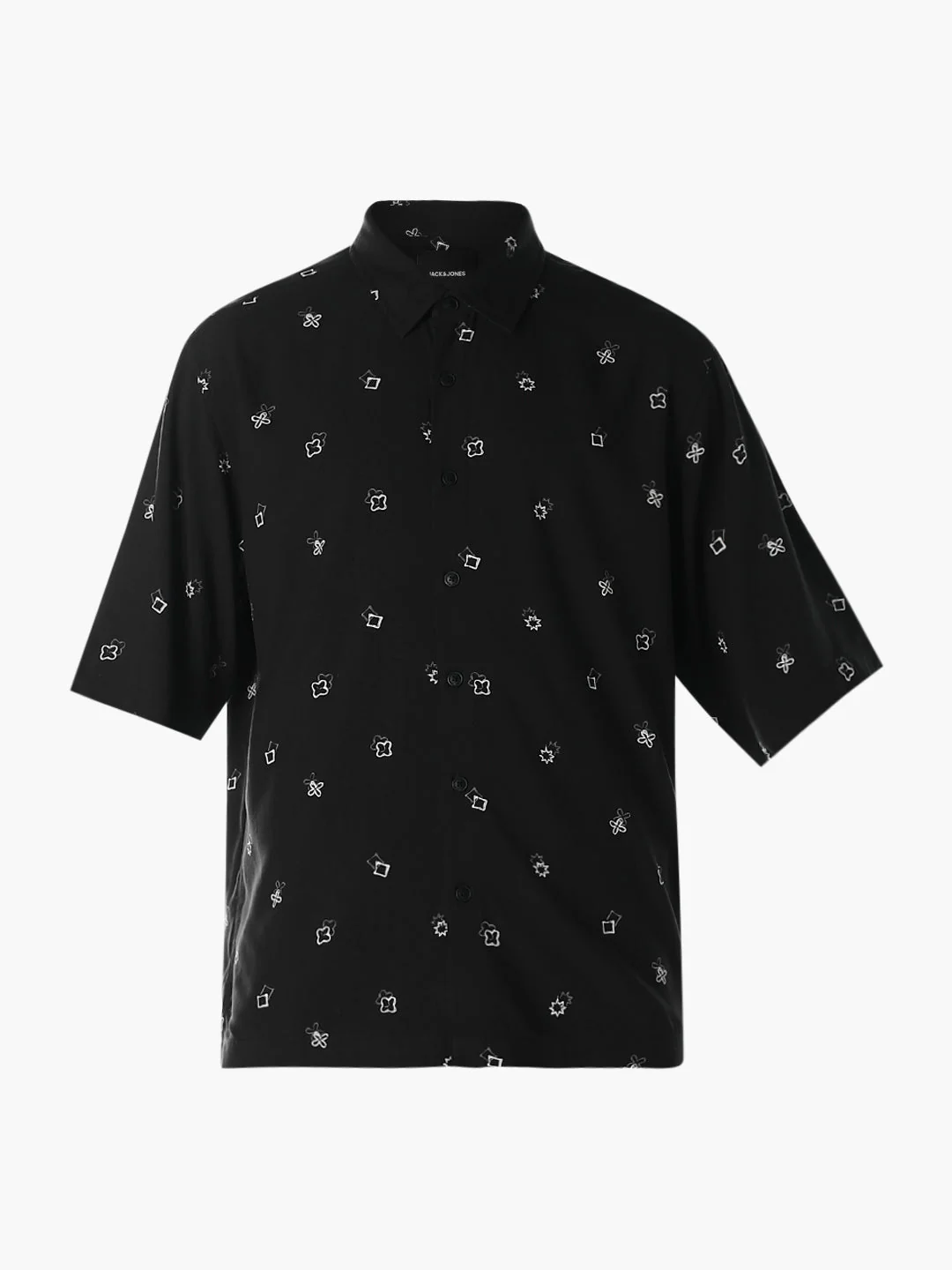 Black Printed Oversized Shirt - Image 7