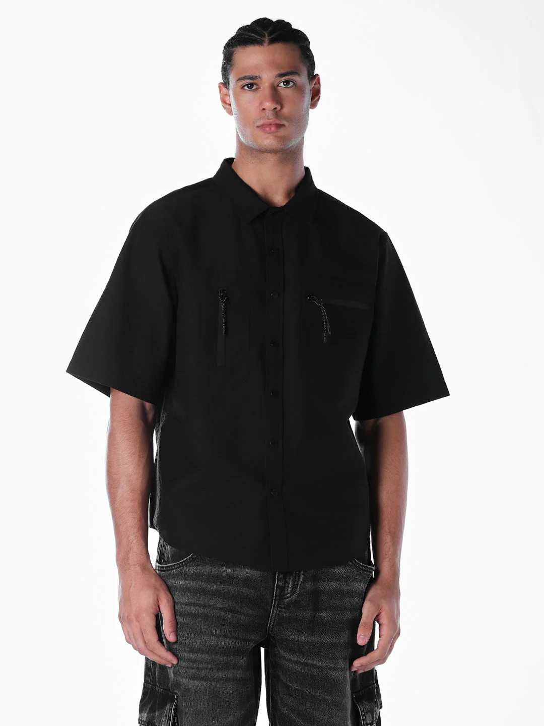 Black Utility Oversized Shirt - Image 2