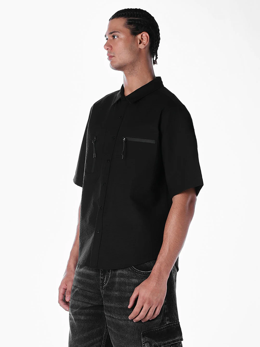 Black Utility Oversized Shirt - Image 3