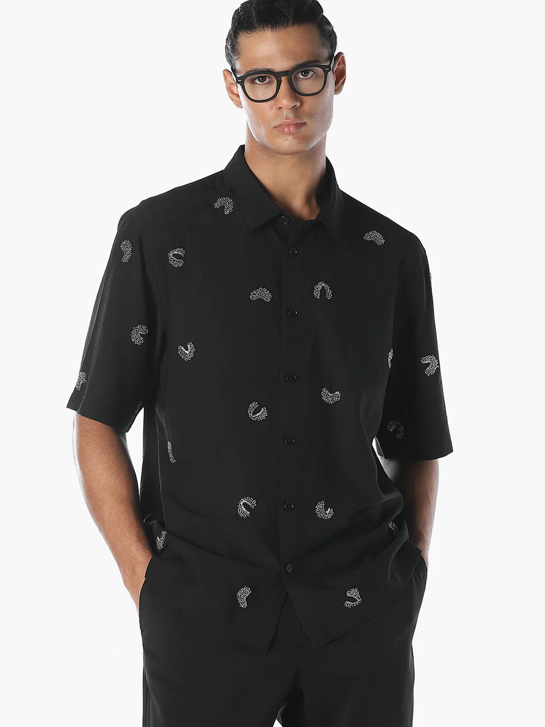 Embroidered Viscose Oversized Shirt
