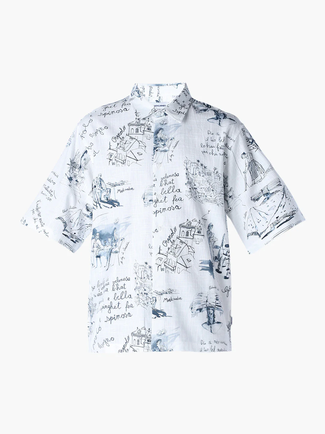 Linen Blend Printed Oversized Shirt - Image 7