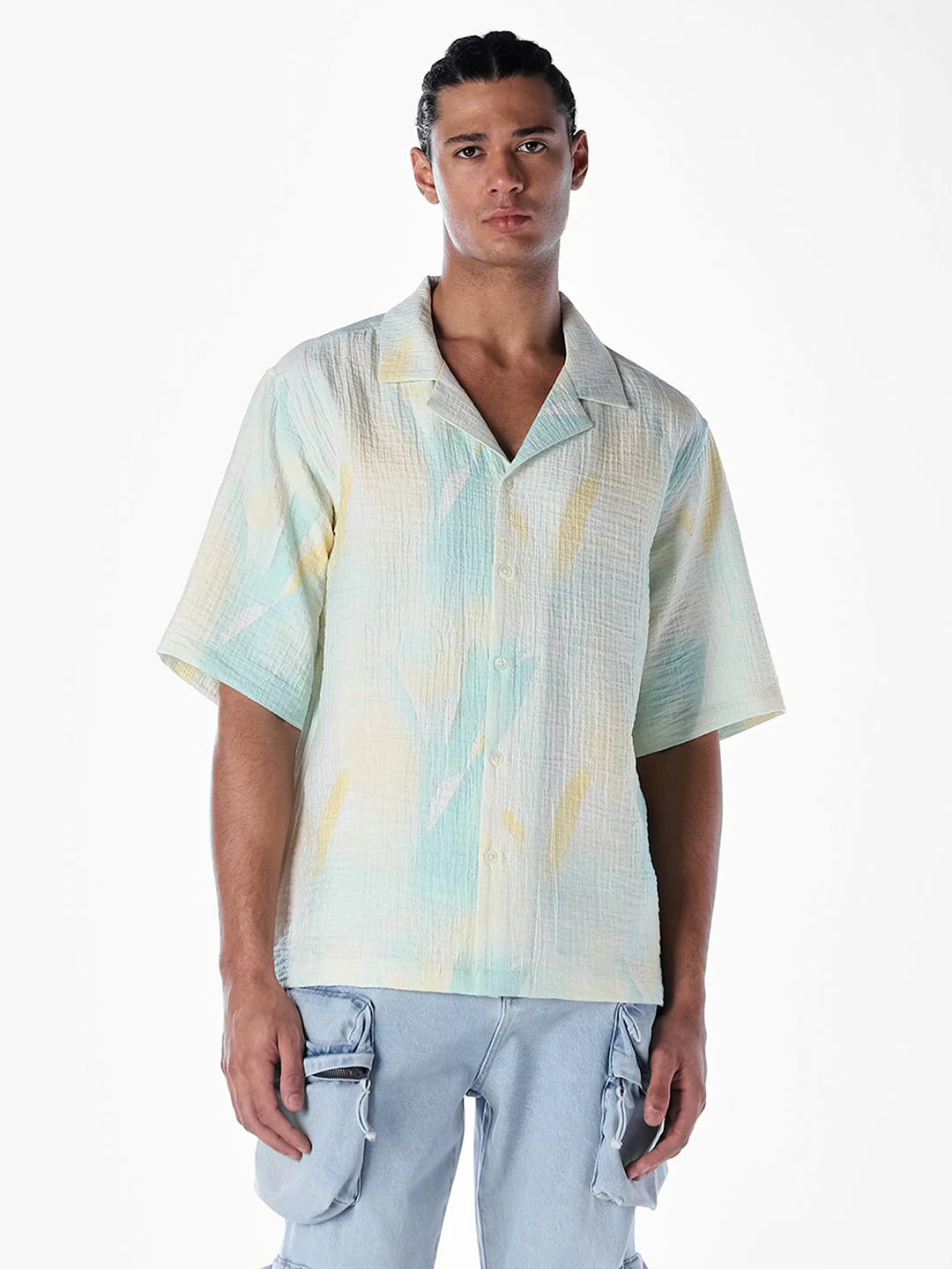 Tropical Print Oversized Shirt - Image 2