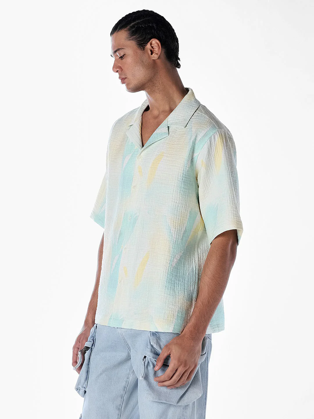 Tropical Print Oversized Shirt - Image 3