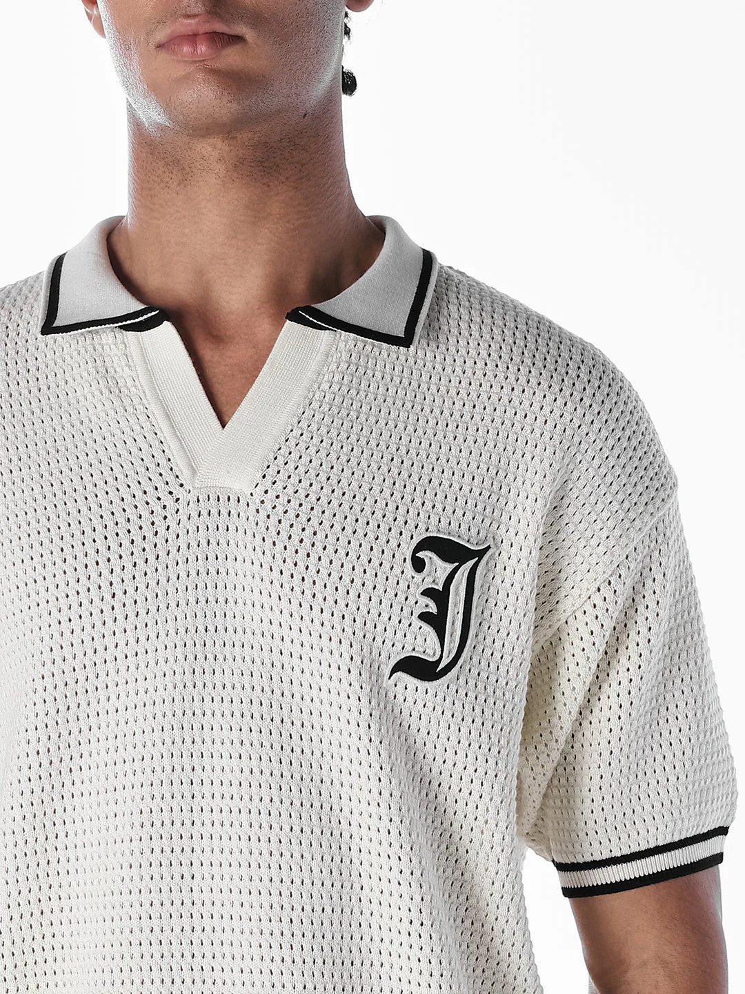 Applique Patchwork Knitted Polo - Image 5