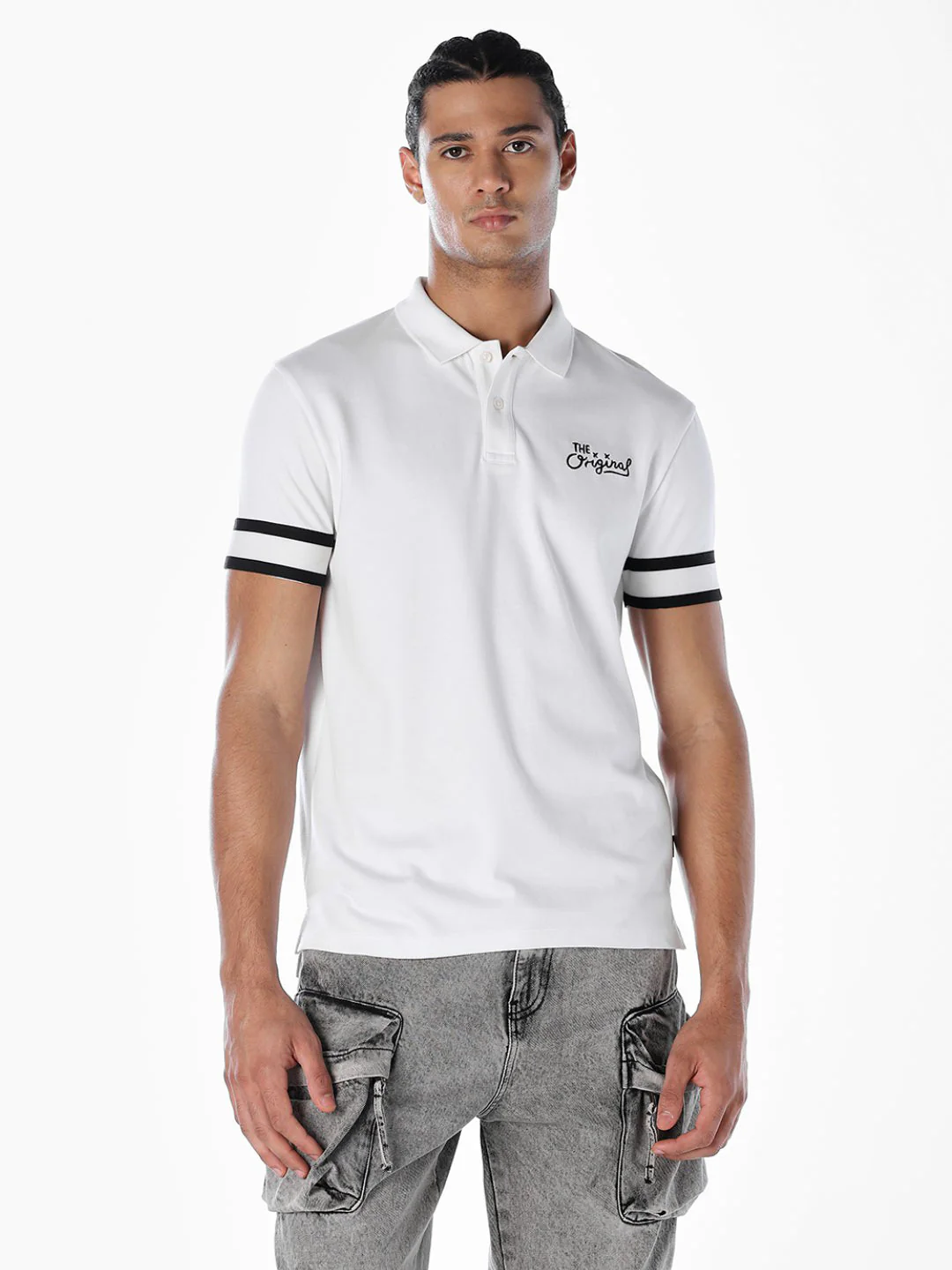 White Logo Print Polo - Image 2