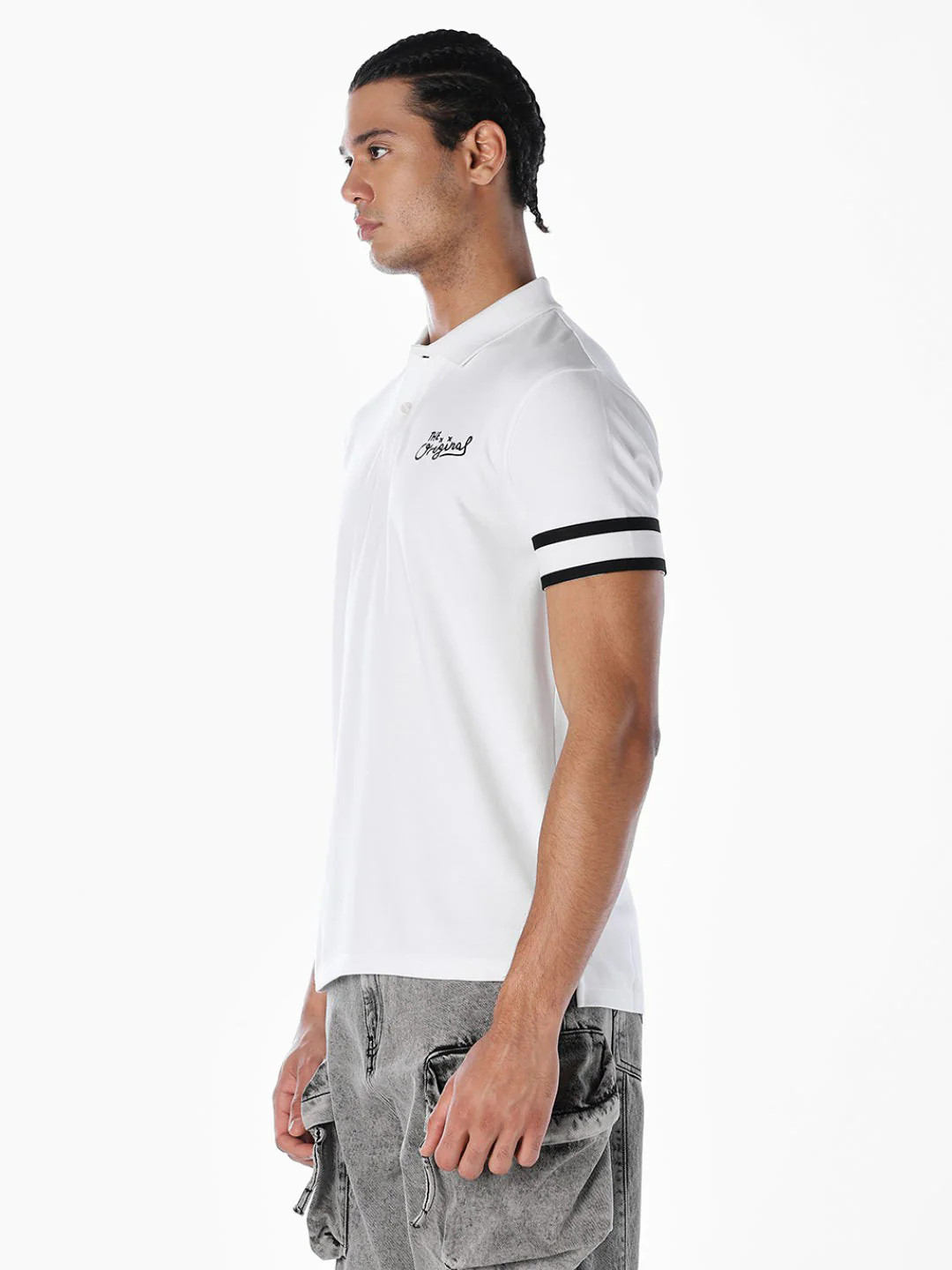 White Logo Print Polo - Image 3