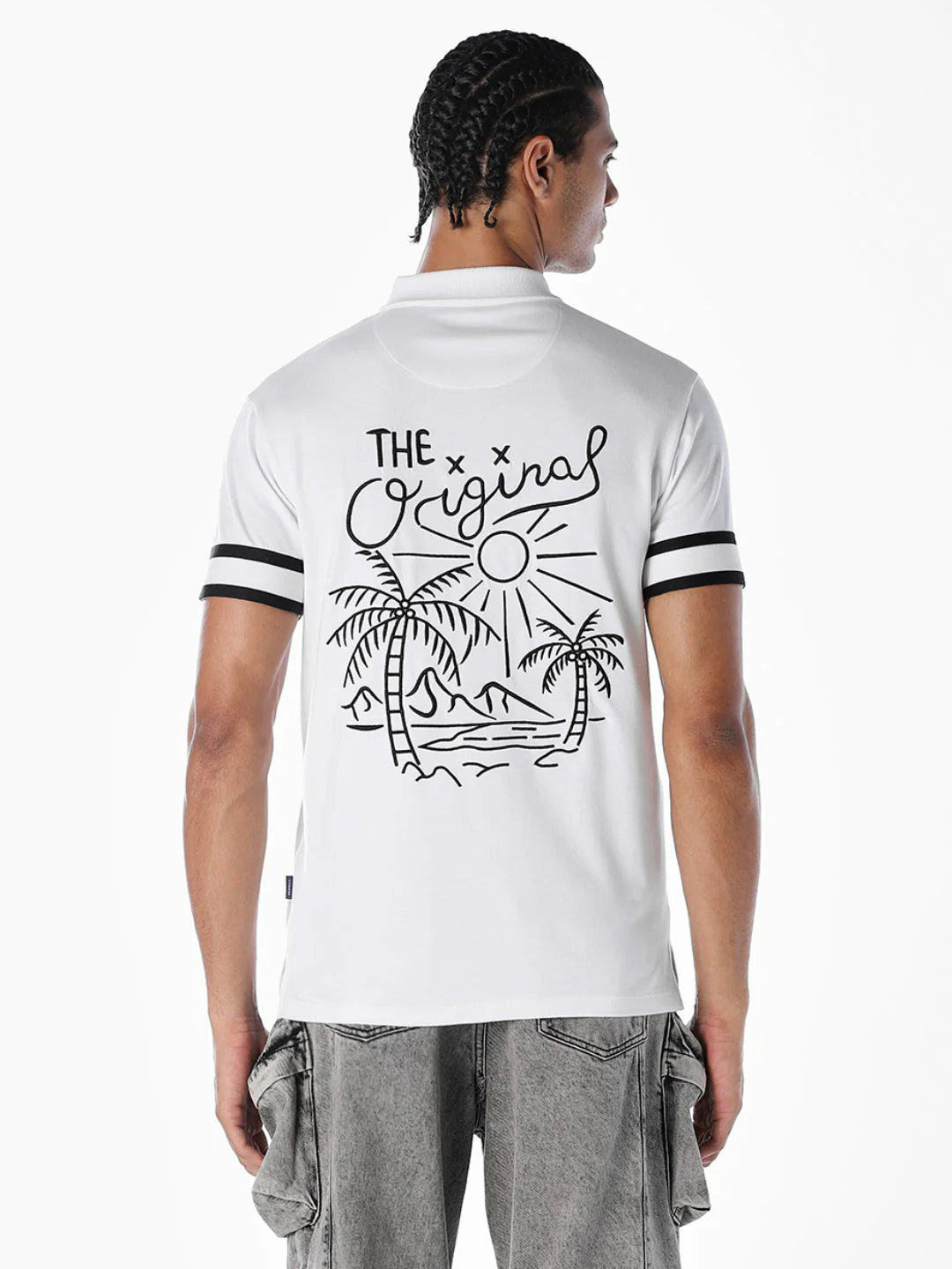 White Logo Print Polo - Image 4