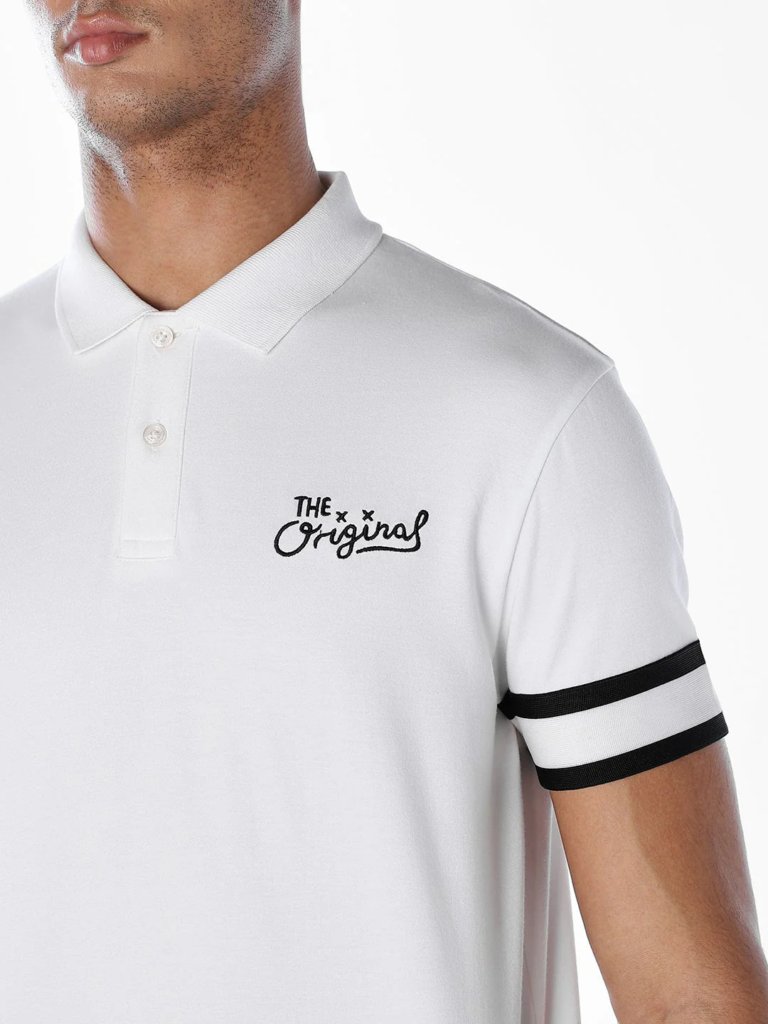 White Logo Print Polo - Image 5