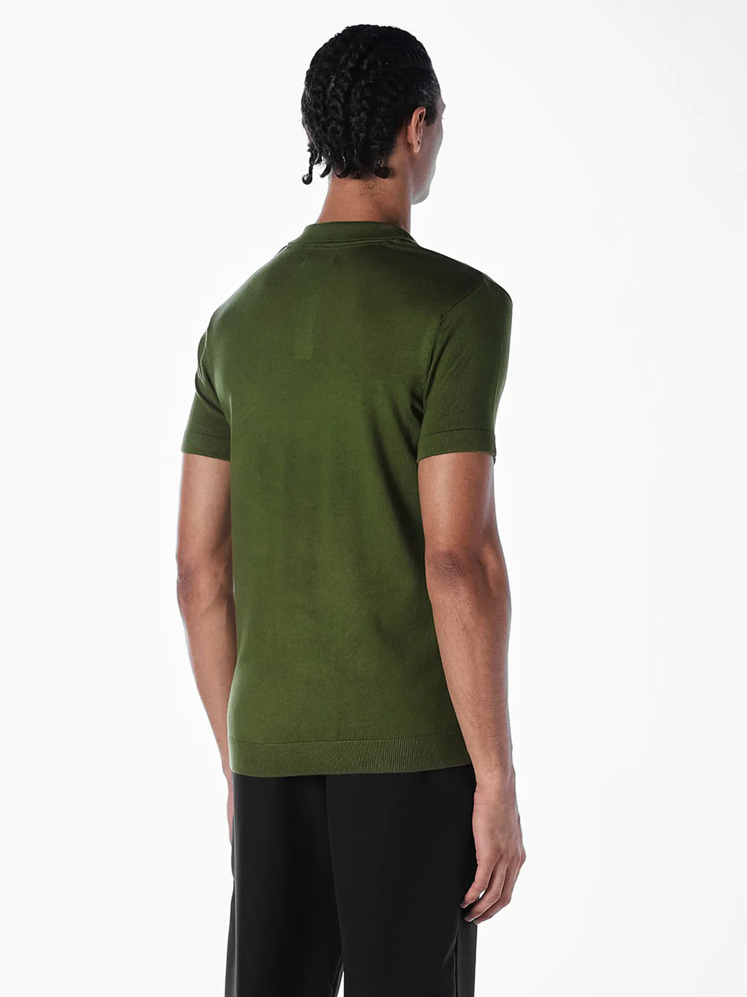 Knitted Slim Fit Polo - Green - Image 4