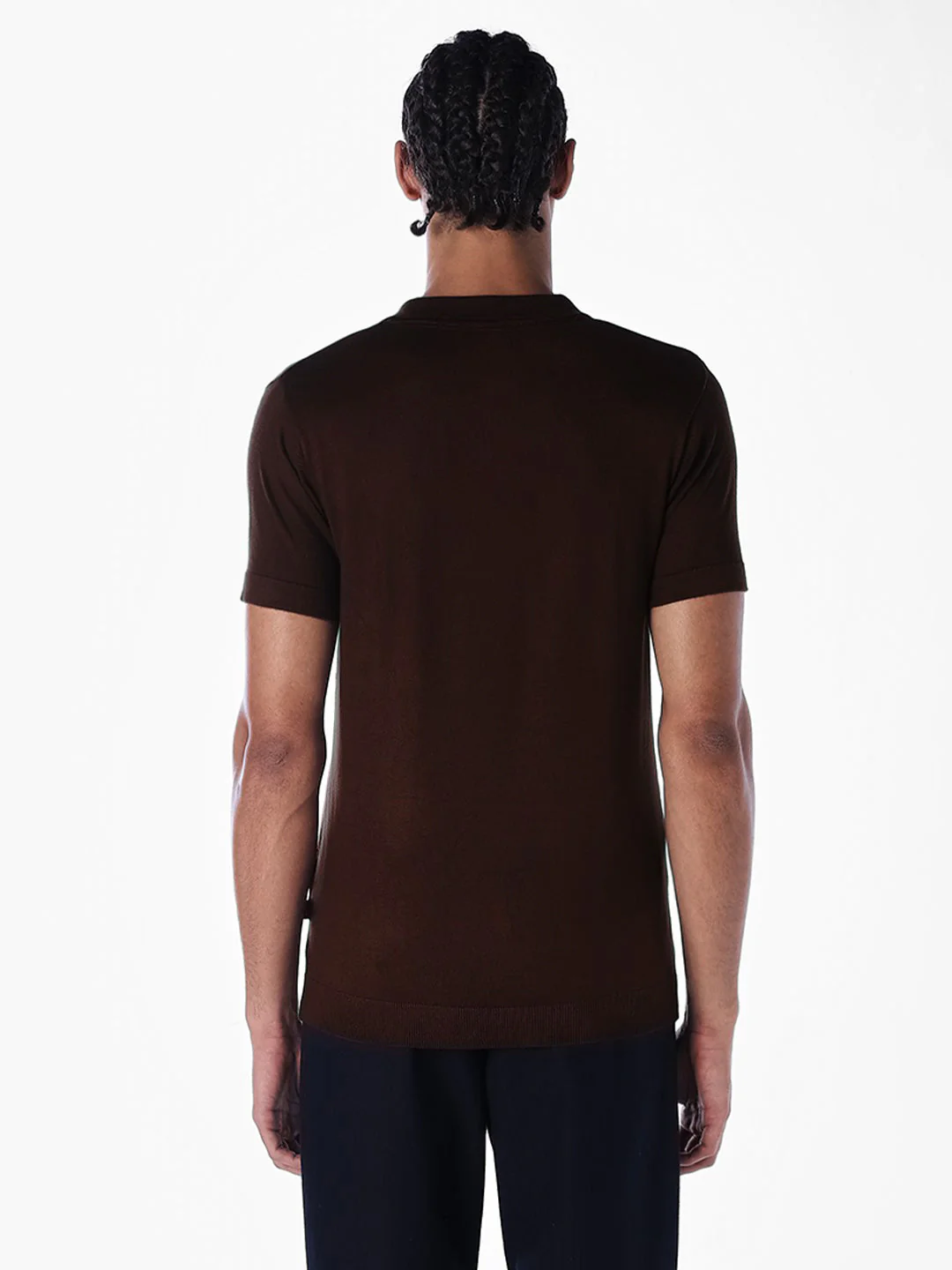 Knitted Slim Fit Polo - Brown - Image 4