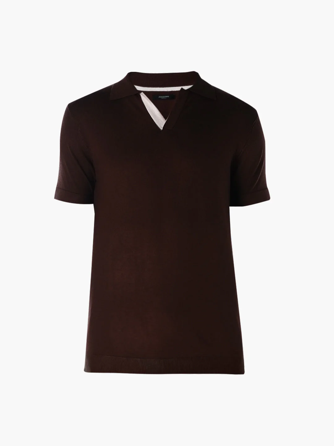 Knitted Slim Fit Polo - Brown - Image 7