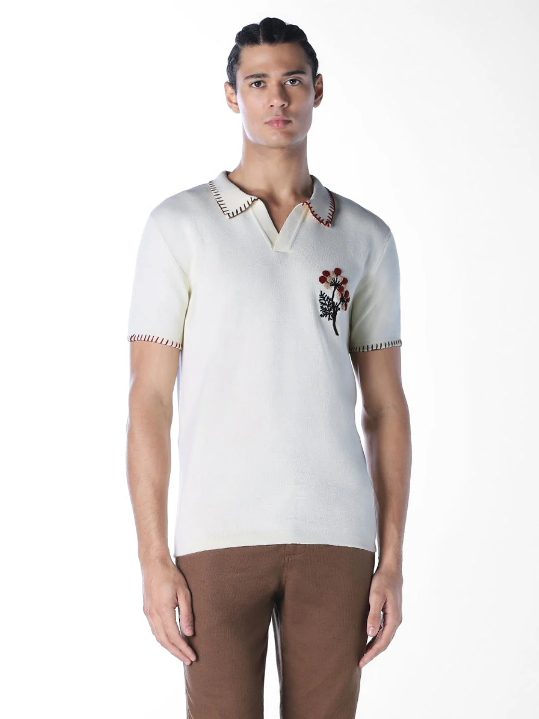 Contrast Stitch Embroidered Polo - Image 2