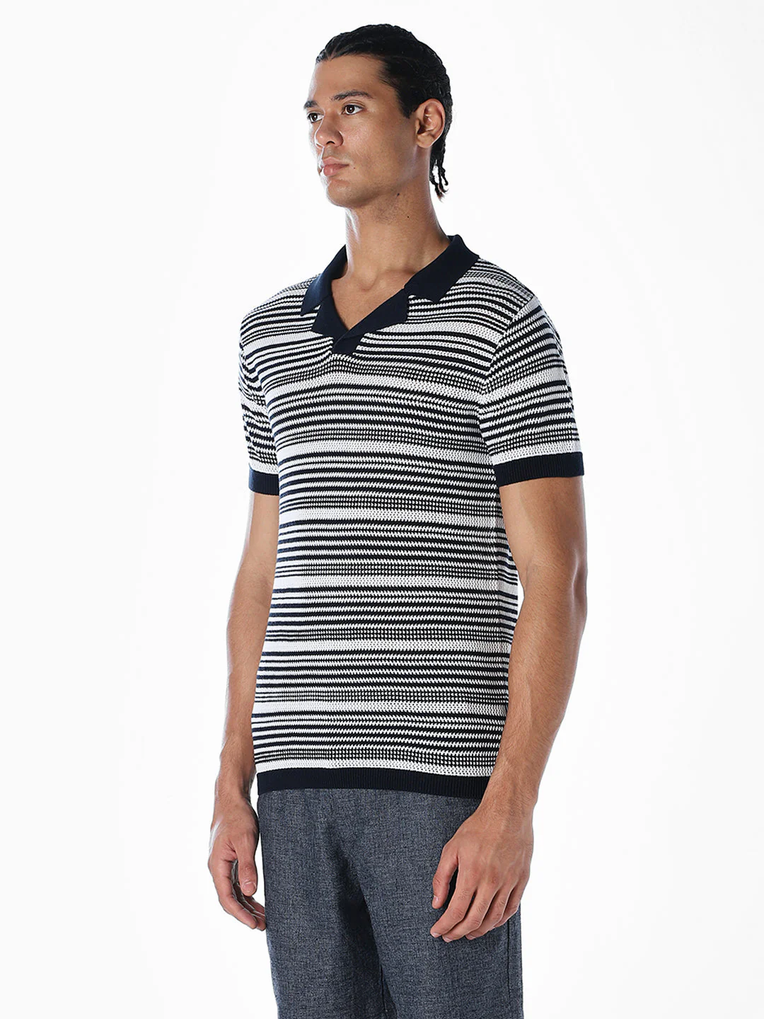 Jacquard Knitted Cotton Polo - Image 3