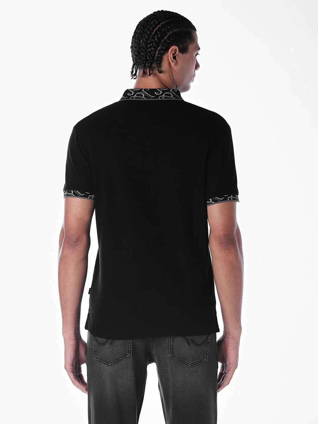 Jacquard Contrast Collar Polo - Image 4