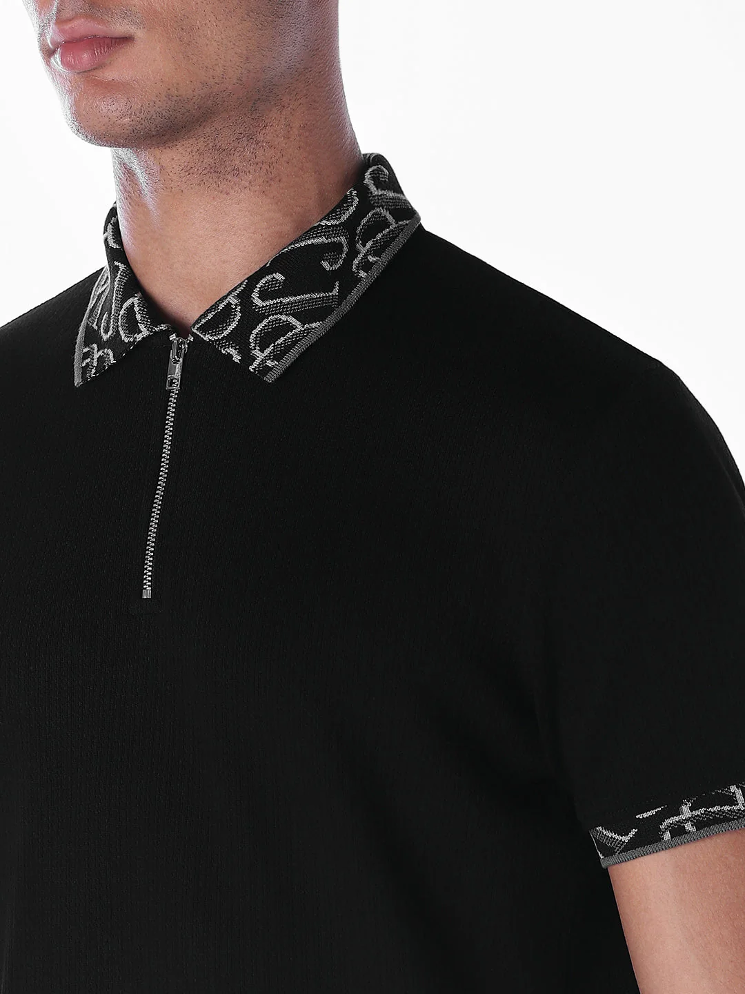 Jacquard Contrast Collar Polo - Image 5