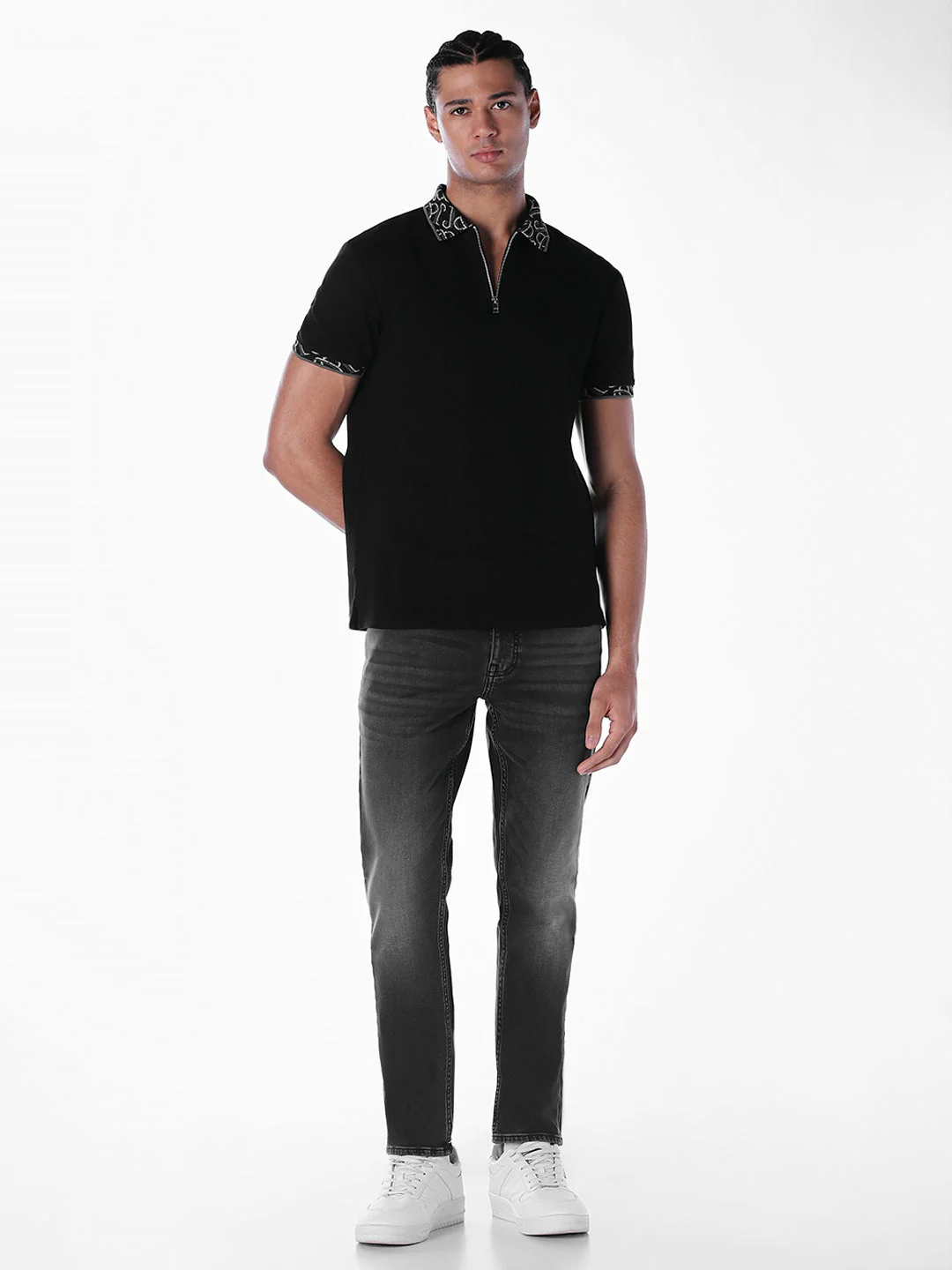 Jacquard Contrast Collar Polo - Image 6