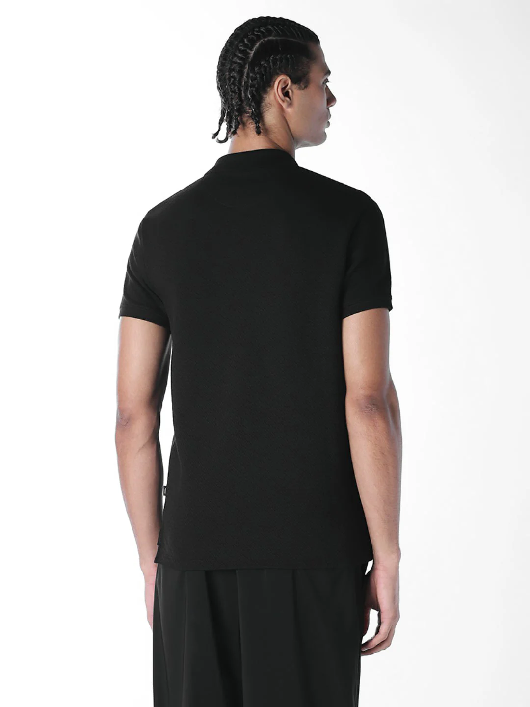 Black Zip Detail Cotton Polo - Image 4