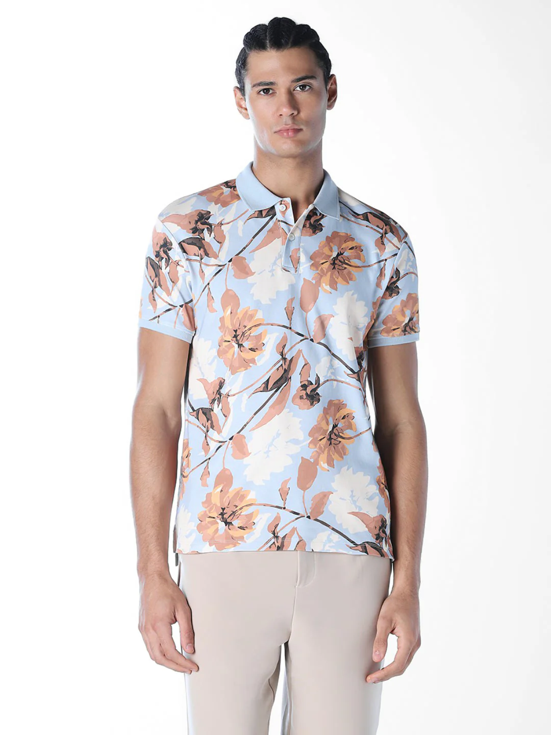 Blue Printed Cotton Polo - Image 2