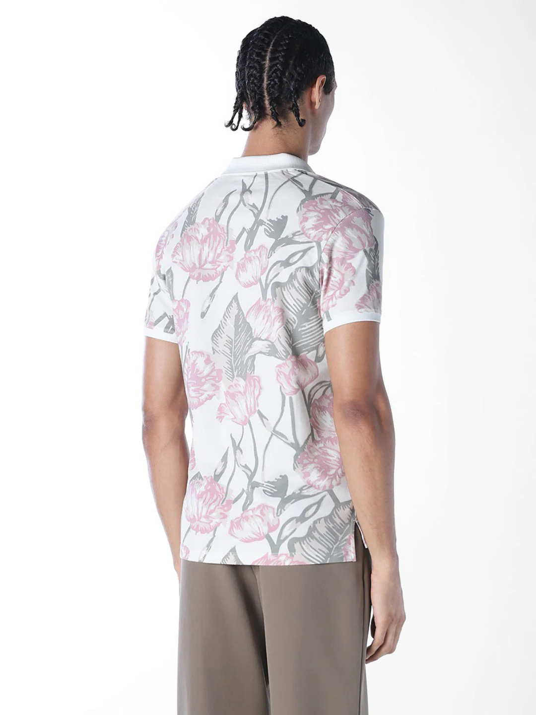 White Printed Cotton Polo - Image 4