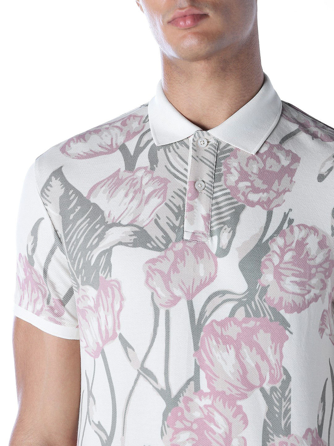 White Printed Cotton Polo - Image 5