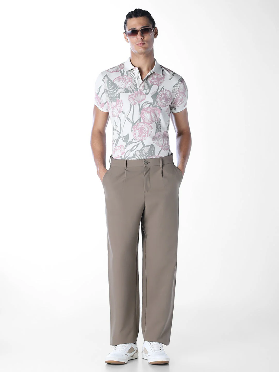 White Printed Cotton Polo - Image 6