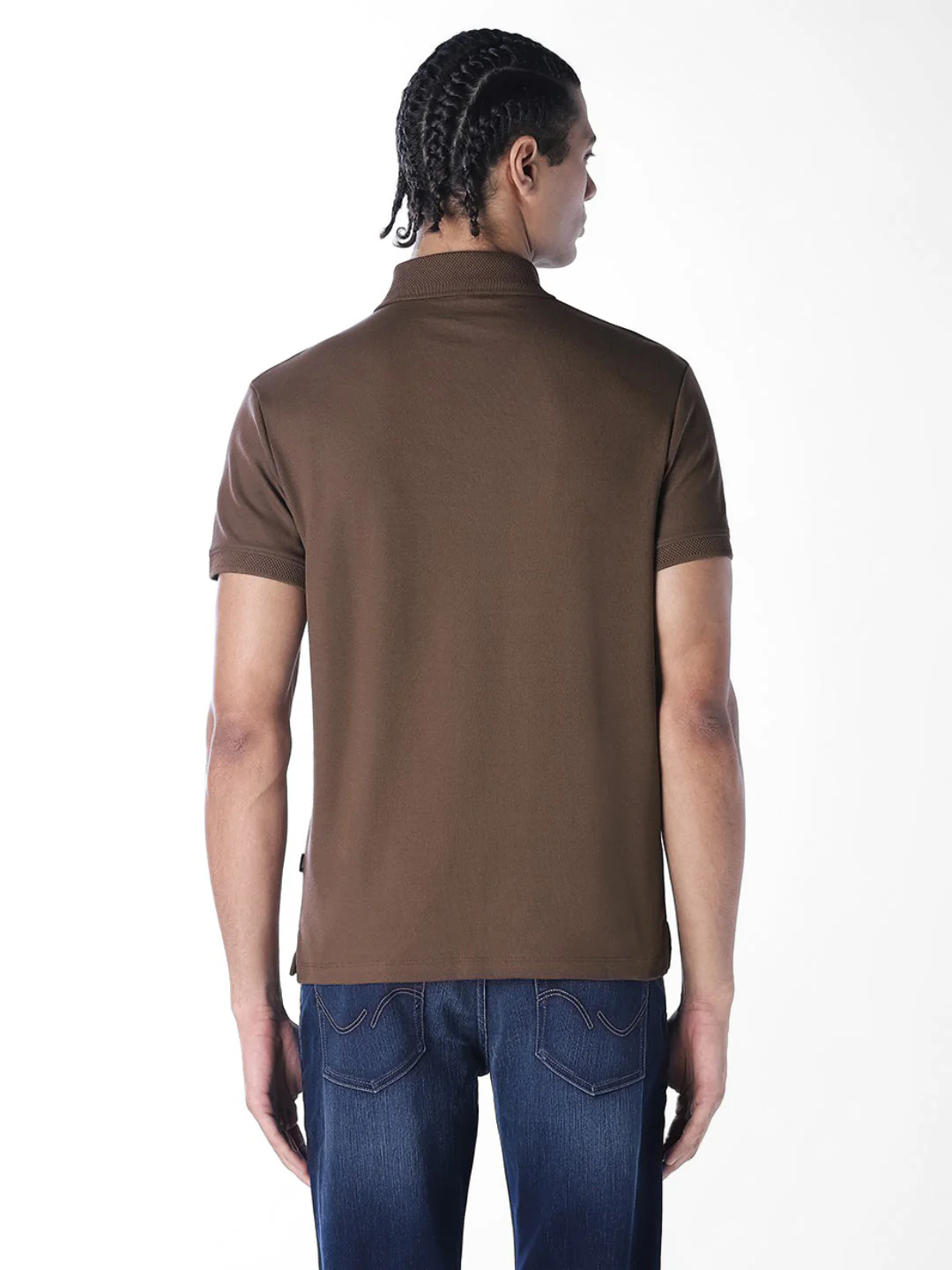 Knitted Logo Print Polo - Dark Brown - Image 4