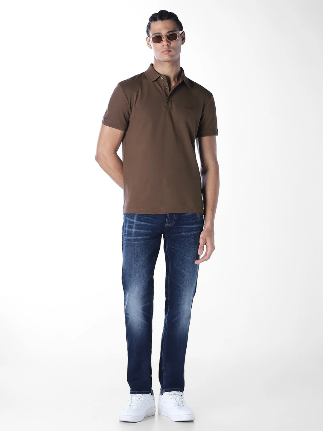 Knitted Logo Print Polo - Dark Brown - Image 6