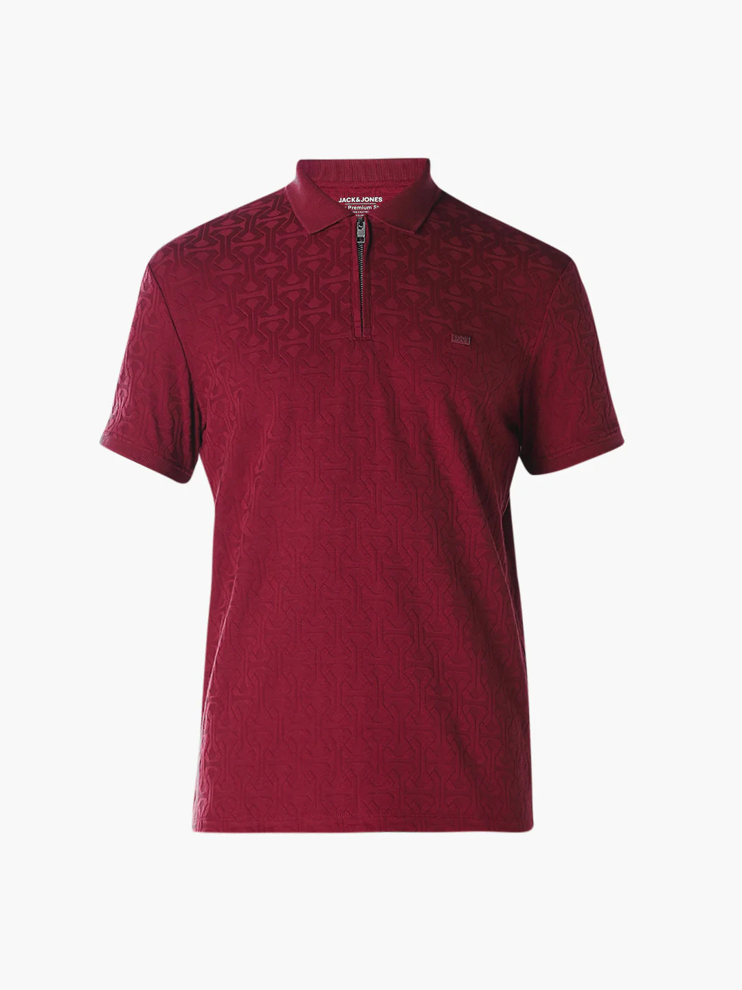 Dark Red Jacquard Polo - Image 7