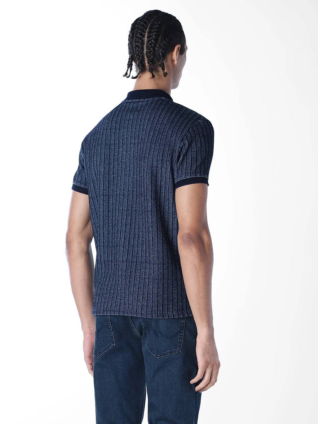 Indigo Dobby Jacquard Polo - Image 4