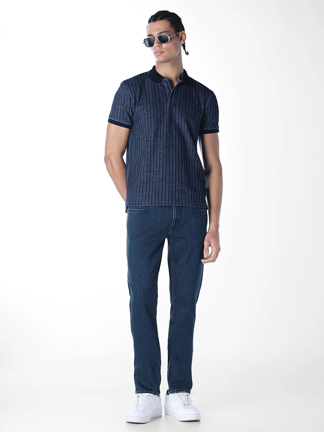 Indigo Dobby Jacquard Polo - Image 6