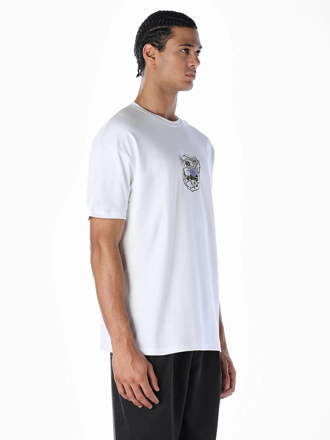 White Stylised Print Oversized T-shirt - Image 3