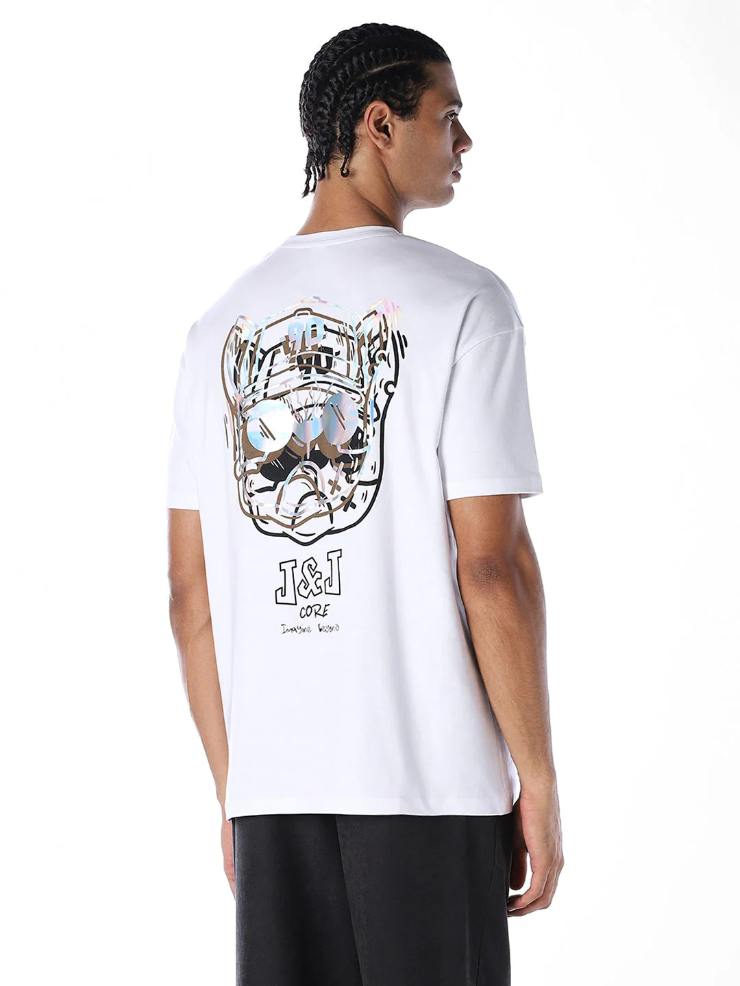 White Stylised Print Oversized T-shirt - Image 4