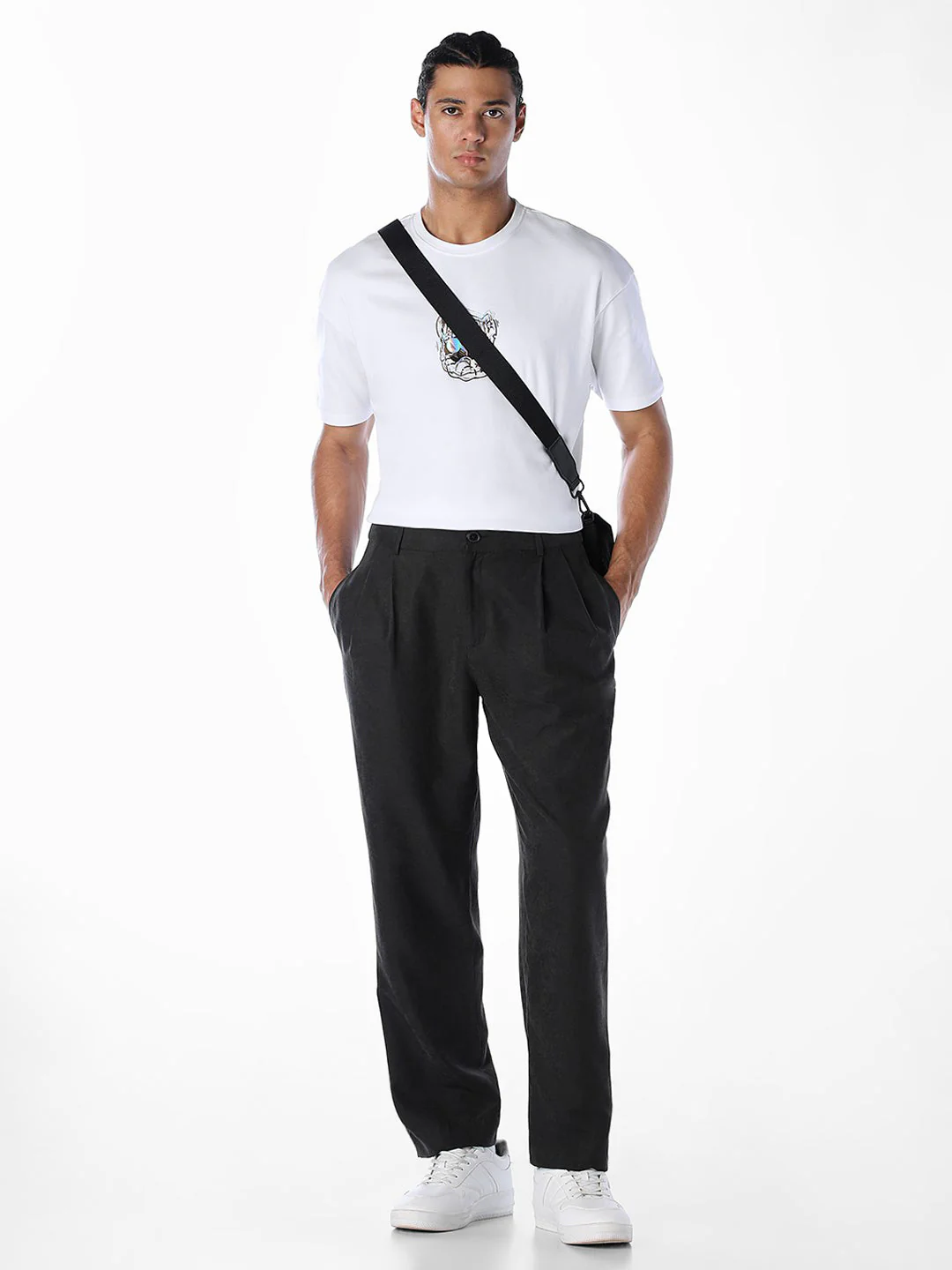 White Stylised Print Oversized T-shirt - Image 6