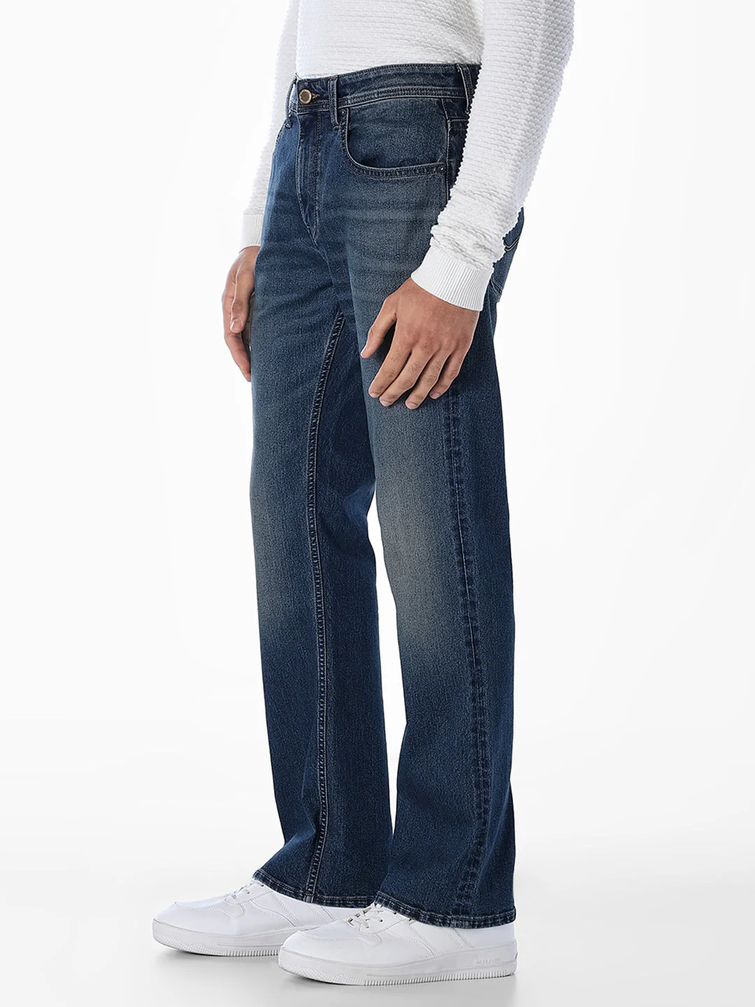 Dark Blue 5 Pocket Bootcut Jeans - Image 2