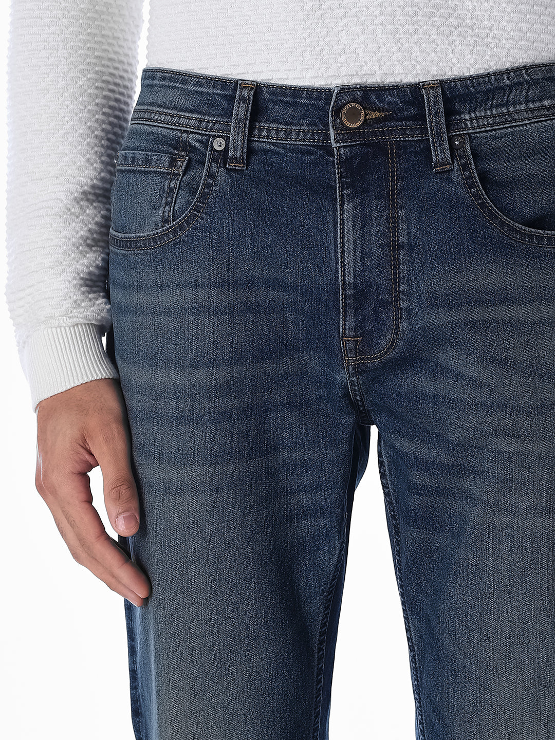 Dark Blue 5 Pocket Bootcut Jeans - Image 4