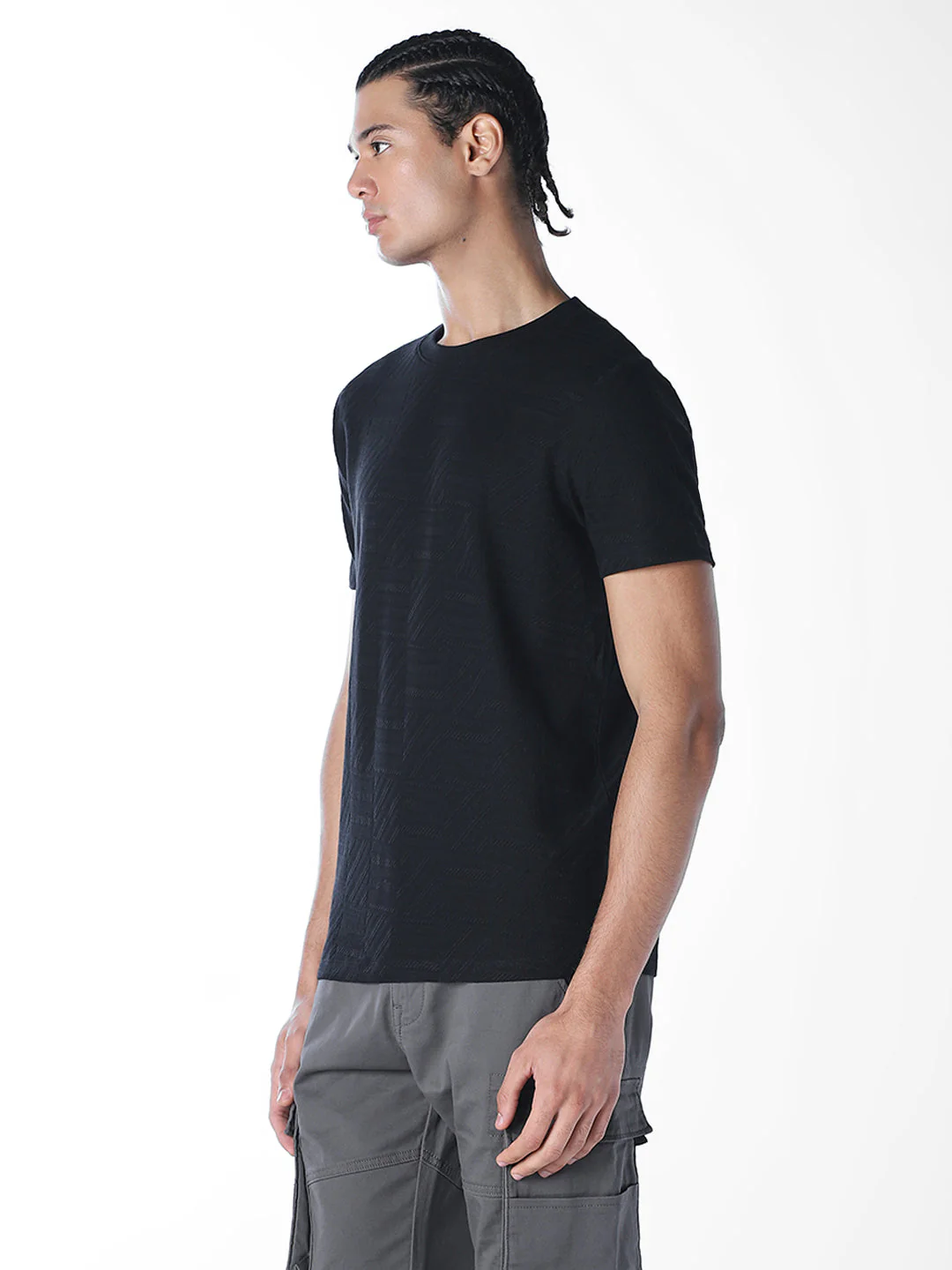 Jacquard Cotton Crew Neck T-shirt - Image 3