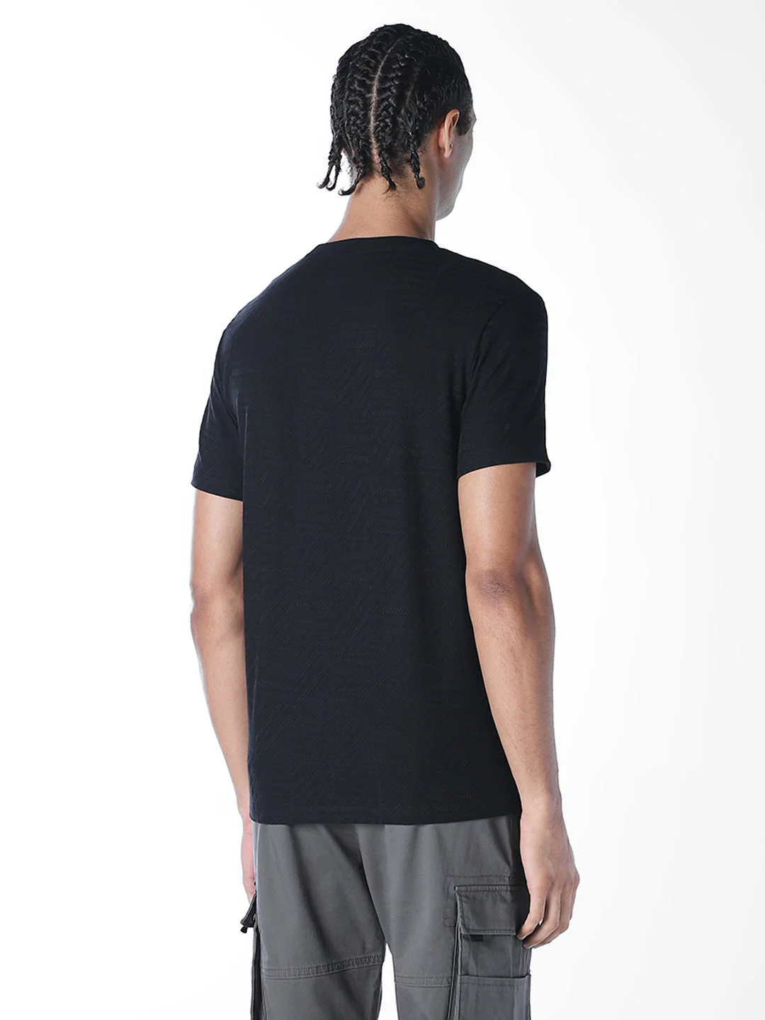 Jacquard Cotton Crew Neck T-shirt - Image 4