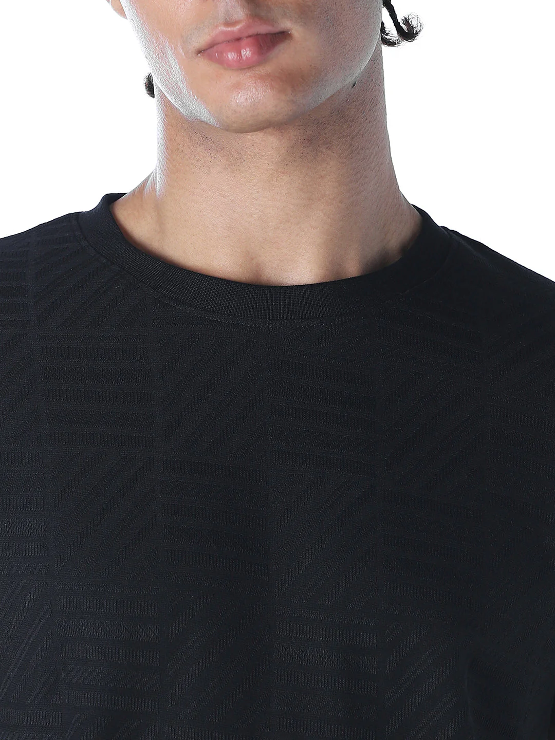 Jacquard Cotton Crew Neck T-shirt - Image 5