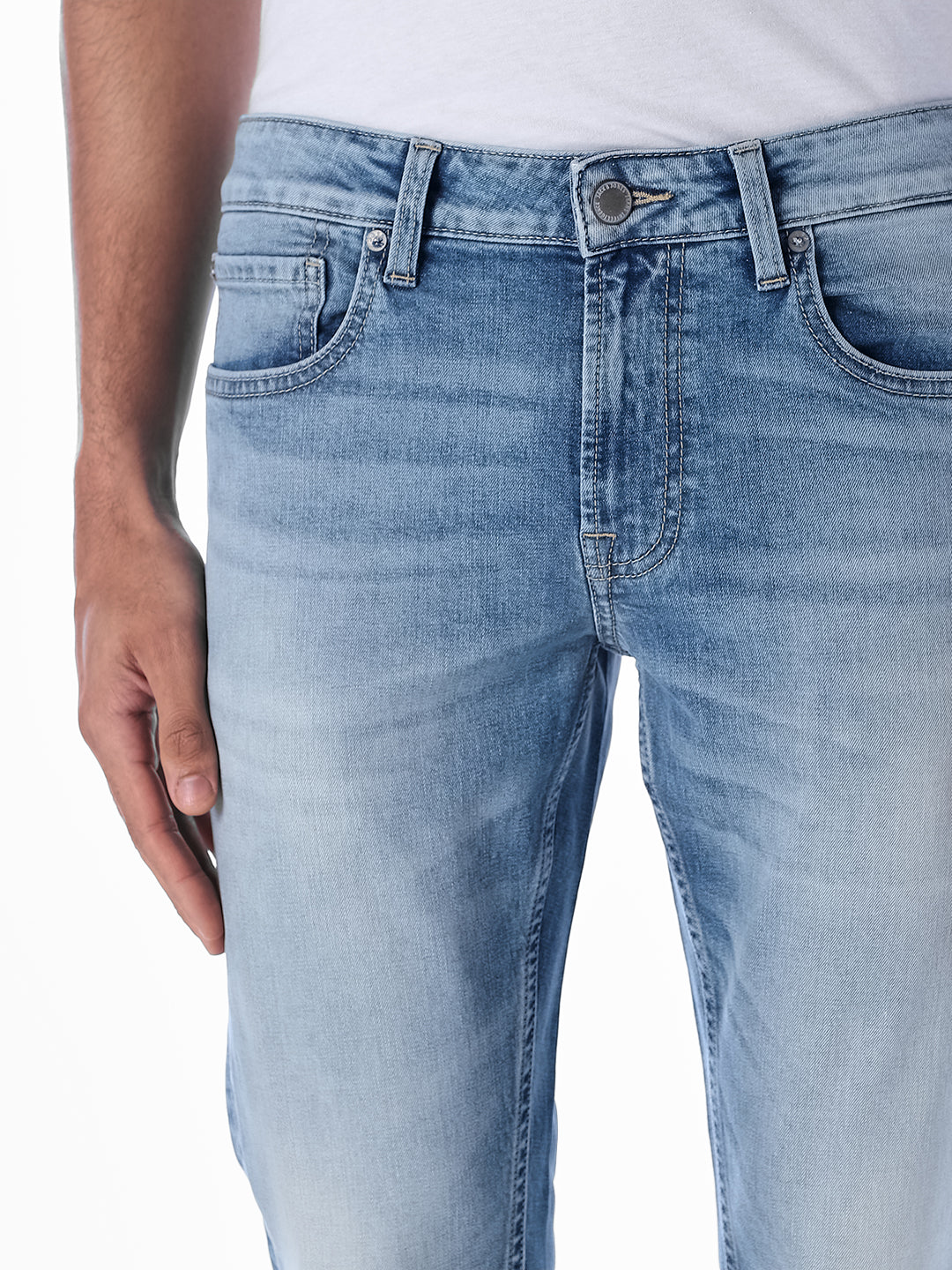 Light Blue 5 Pocket Glenn Slim Fit Jeans - Image 4
