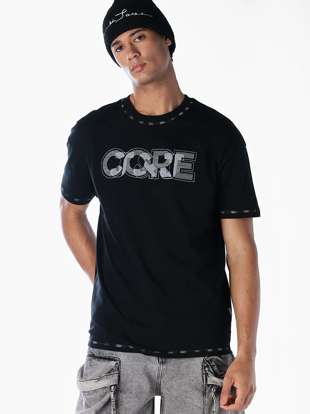 Contrast Stitch Detail Oversized T-shirt