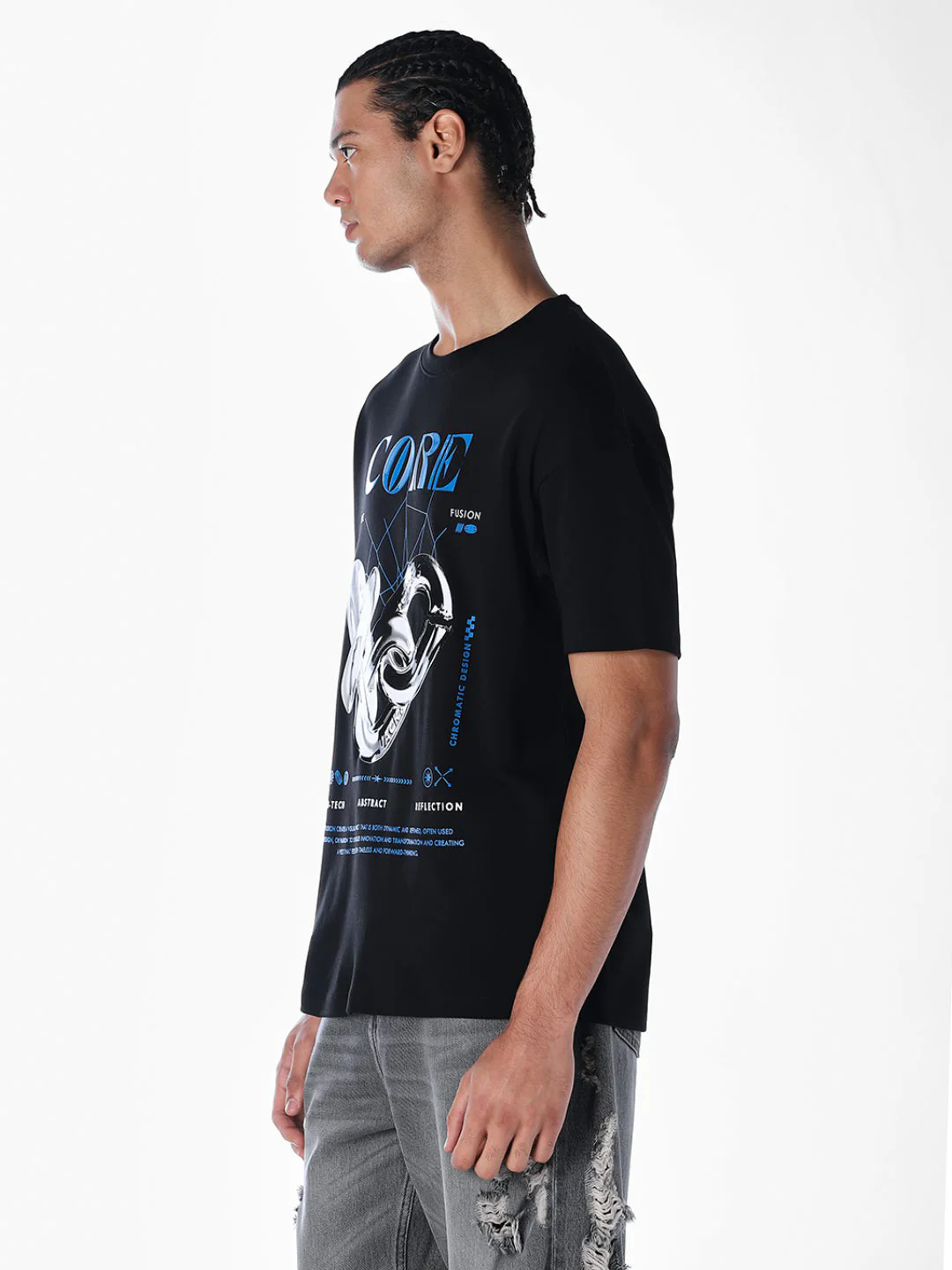 Printed Oversized Black T-shirt - Image 3