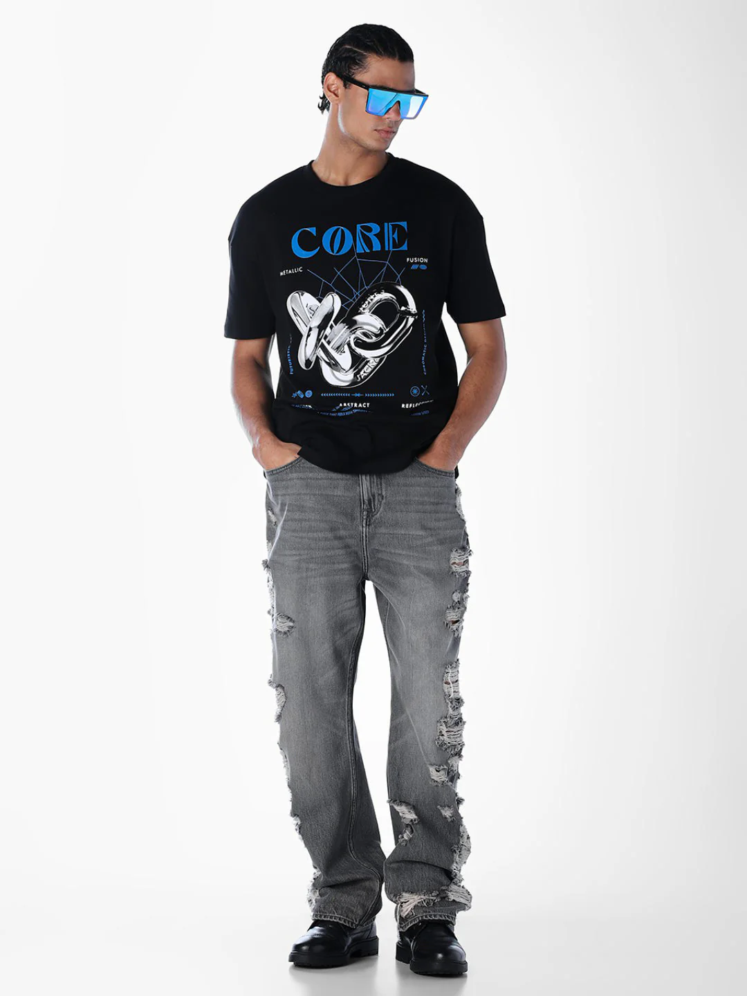 Printed Oversized Black T-shirt - Image 6