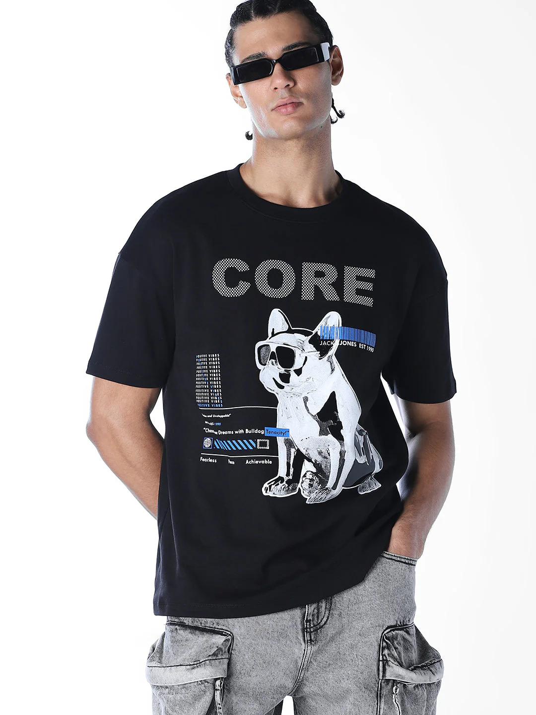 Black Printed Boxy Fit T-shirt