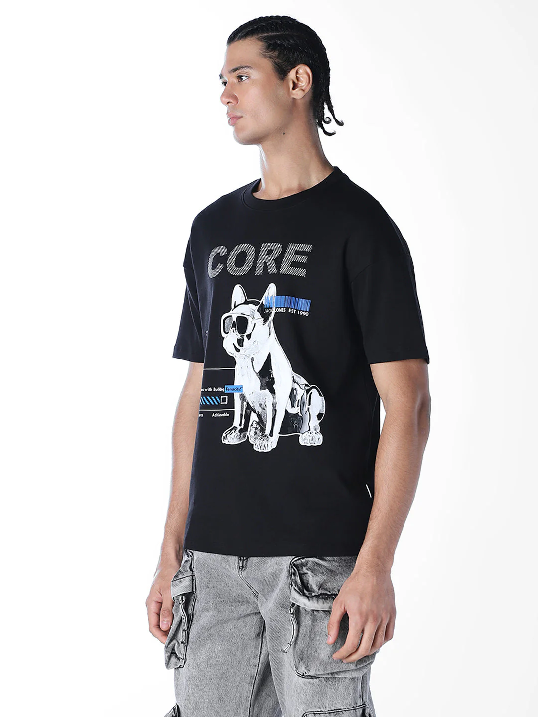 Black Printed Boxy Fit T-shirt - Image 3
