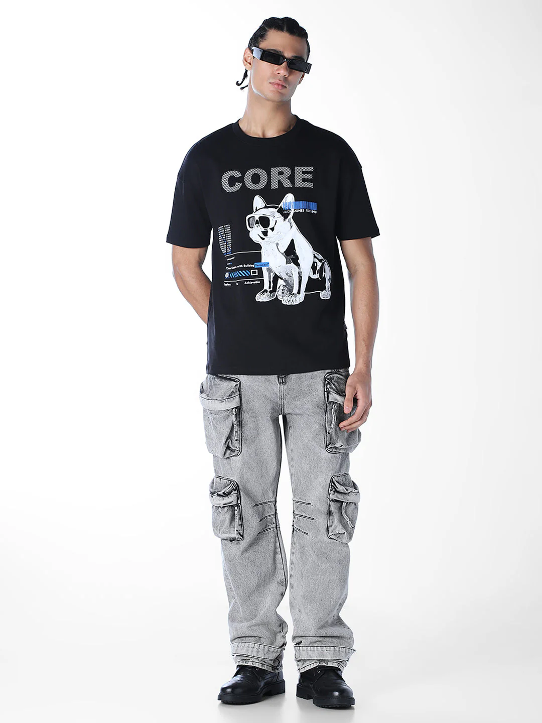 Black Printed Boxy Fit T-shirt - Image 6