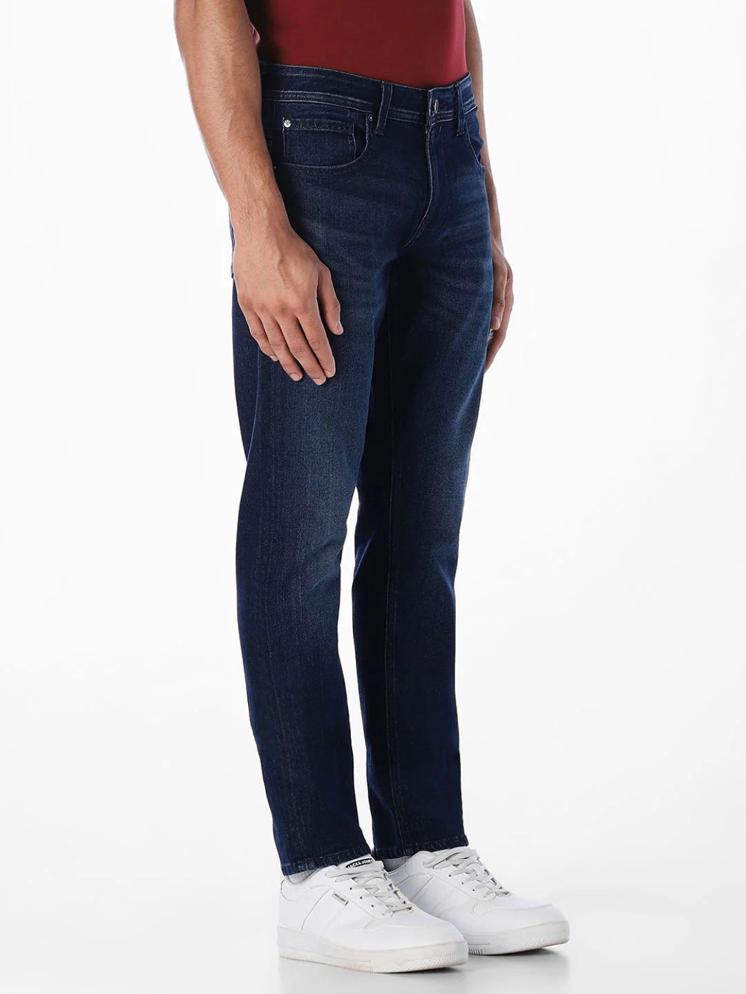 Dark Blue Mildly Washed Slim Fit Jeans - Image 2