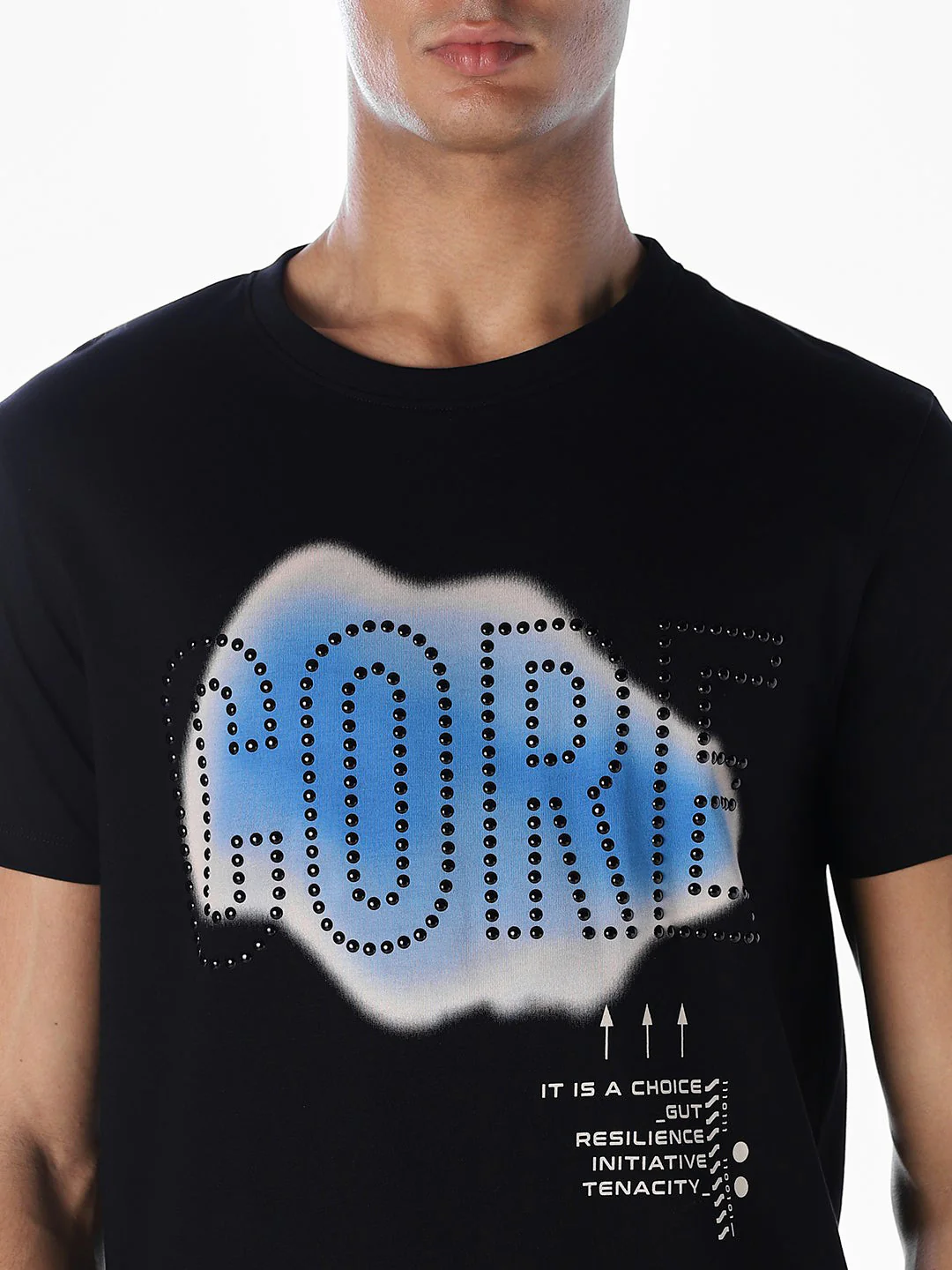 Black Stylised Print Cotton T-shirt - Image 5